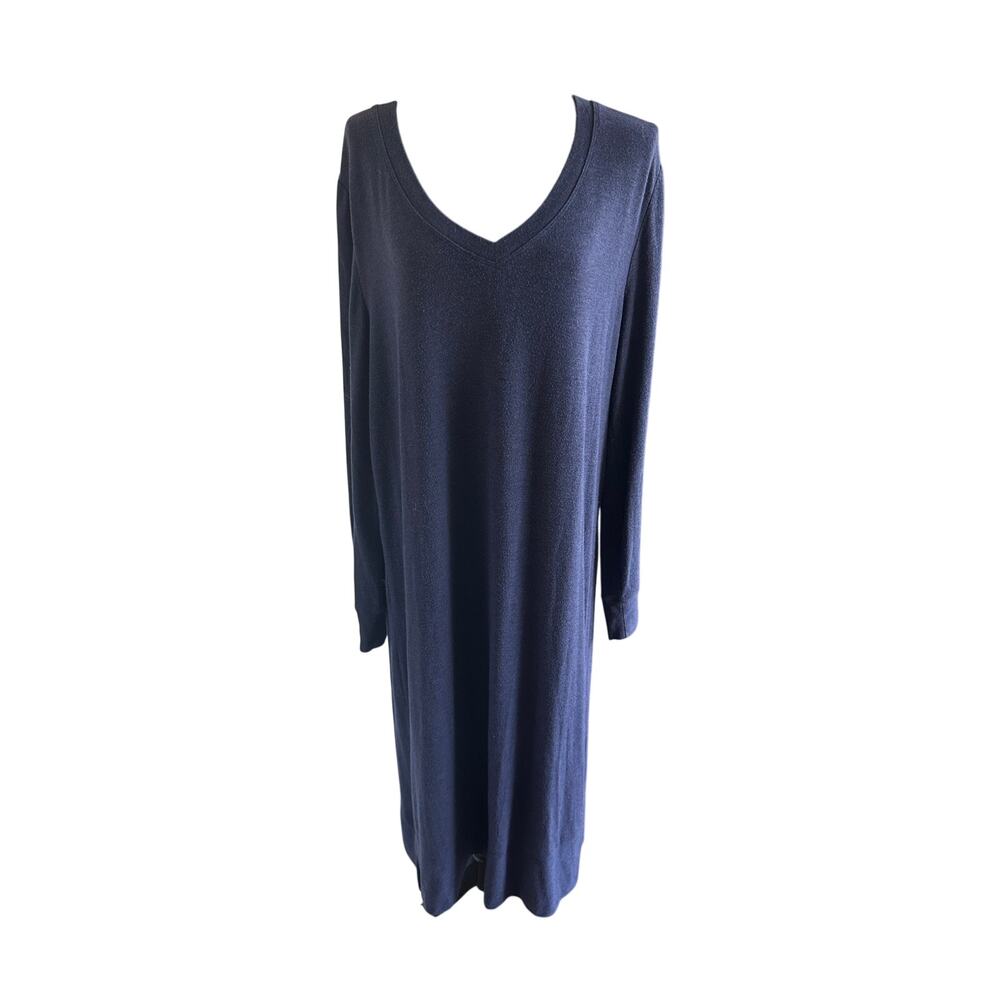 Papinelle Long-Sleeve V-Neck Navy Nightgown XL